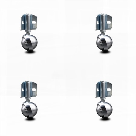 Service Caster 2 Inch Bright Chrome Metal Ball Caster - Corner Mount Bracket - SCC, 4PK SCC-GR01S20-DCS-BC-71678-4-CB90-4